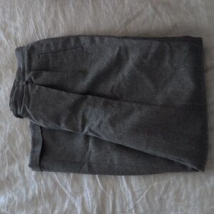 Lauren Ralph Lauren Gray Pleat Front Tapered Leg Cuffed Hem Wool Trousers